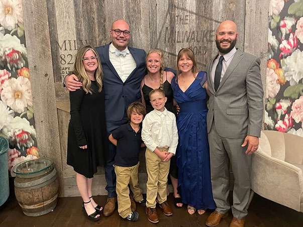 Marc (second from left) with Zeke and his family at the 2021 Be The Match Gala