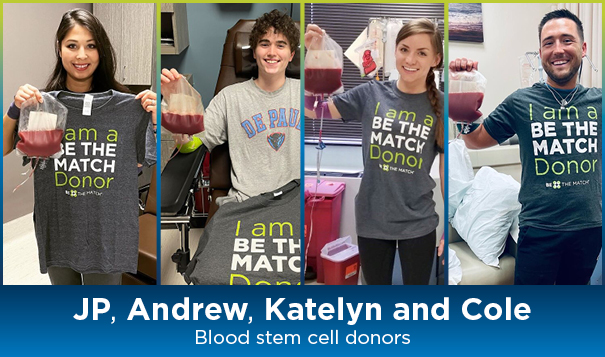 JP, Andrew, Katelyn and Cole. Blood stem cell donors.